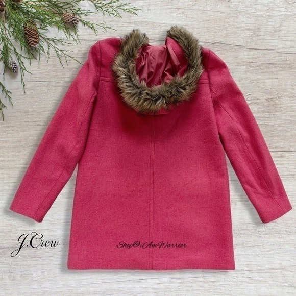 J.Crew pink melon château wool parka with faux fur hood *shop@iamwarrior - Picture 4 of 7